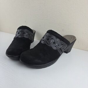 Croft & Barrow Ortholite Dame Black Suede Women's Mules Comfort Shoes Size 8.5 M